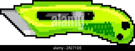 box cutter knife game pixel art vector illustration Stock Vector