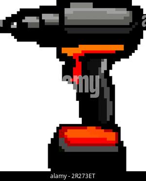 instrument drill game pixel art vector illustration Stock Vector