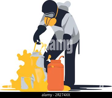 Mechanic repairing with oil over white Stock Vector
