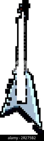 concert electric guitar game pixel art vector illustration Stock Vector