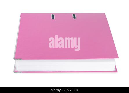 One pink office folder isolated on white Stock Photo