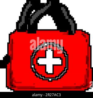 care first aid kit game pixel art vector illustration Stock Vector