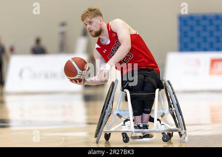 Ottawa, Canada. 17 May 2023. Wes Johnston (23) of the Canada Men's wheelchair basketball team in men’s wheelchair basketball action in the Canada development squad versus the Netherlands national team in the Ottawa Invitational Tournament at Carleton University. Copyright 2023 Sean Burges / Mundo Sport Images / Alamo Live News. Stock Photo