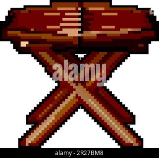 wooden folding table game pixel art vector illustration Stock Vector