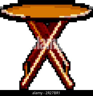 wood folding table game pixel art vector illustration Stock Vector