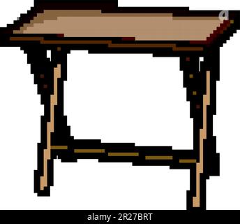 foldable folding table game pixel art vector illustration Stock Vector