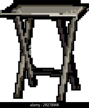 outdoor folding table game pixel art vector illustration Stock Vector