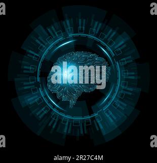 artificial intelligence concept with blue hud holographic futuristic ...