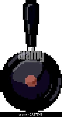 food frying pan kitchen game pixel art vector illustration Stock Vector ...