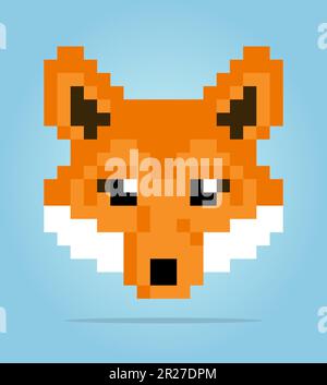 8-bit pixel of head fox. Animal in Vector illustration for cross