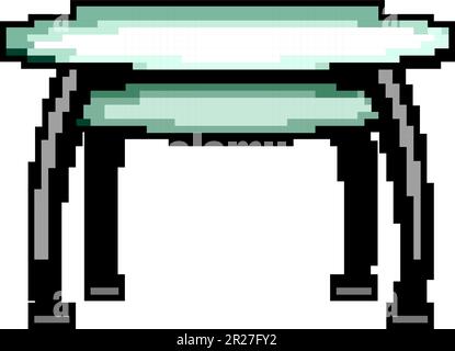 desk glass table game pixel art vector illustration Stock Vector