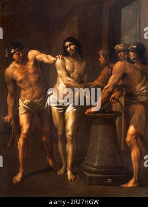 NAPLES, ITALY - APRIL 22, 2023: The painting of Flagellation in the church Pieta dei Turchini by Andrea Vaccaro (1650 - 1674). Stock Photo