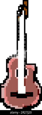 acoustic guitar music game pixel art vector illustration Stock Vector