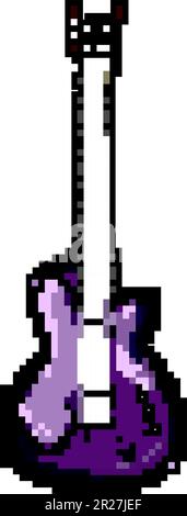 neck guitar music game pixel art vector illustration Stock Vector