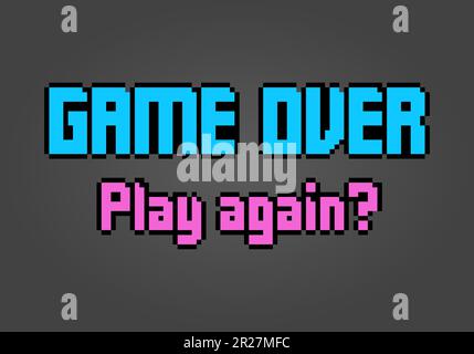 8-bit pixel text, game over. Background icon for game assets in vector illustrations. Stock Vector