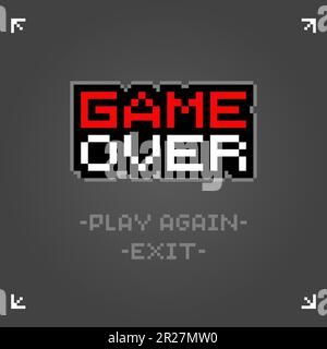 8-bit pixel text, game over. Background icon for game assets in vector illustrations. Stock Vector