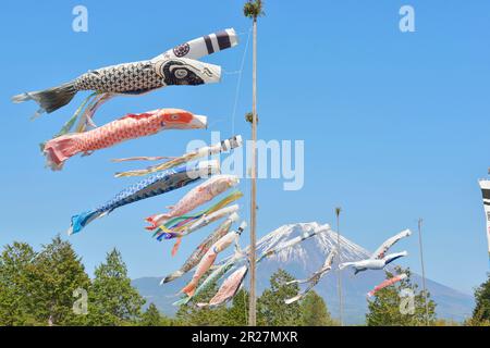 Mount Fuji and carp banner Stock Photo