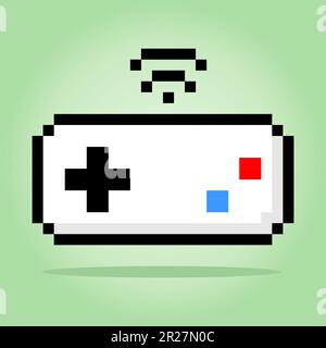 8-bit pixel of joystick. game pad in Vector illustration for cross stitch and game assets. Stock Vector