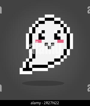 8 bit Pixel ghost. Cute flying ghost in vector illustration Stock ...