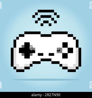 8-bit pixel of joystick. game pad in Vector illustration for cross stitch and game assets. Stock Vector