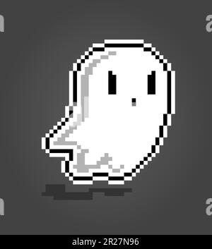 8 bit Pixel ghost. Cute flying ghost in vector illustration Stock ...