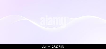 Flowing undulate lines design. Abstract smooth curved stripes template. White fluid wave on light purple background. Horizontal vector wallpaper Stock Vector