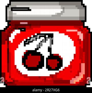 jar jam fruit food game pixel art vector illustration Stock Vector