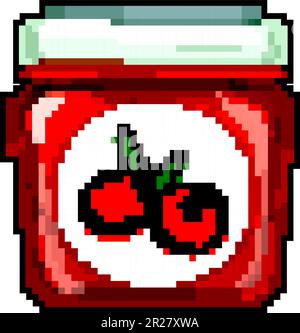 healthy jam fruit food game pixel art vector illustration Stock Vector