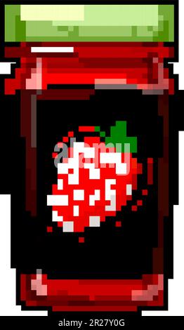 glass jam fruit food game pixel art vector illustration Stock Vector