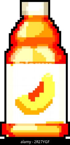 fruit juice bottle game pixel art vector illustration Stock Vector