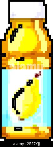 healthy juice bottle game pixel art vector illustration Stock Vector