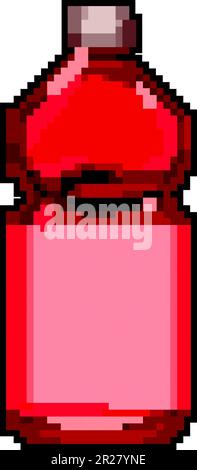 fresh juice bottle game pixel art vector illustration Stock Vector