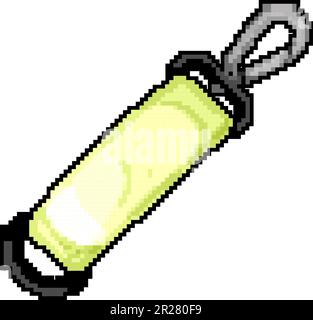 keyring keychain key game pixel art vector illustration Stock Vector