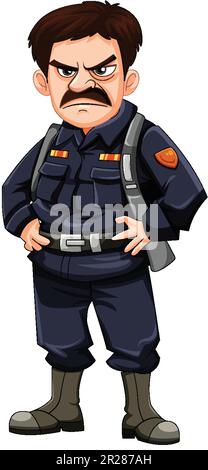 Grumpy Army Officer Cartoon Illustration Stock Vector Image & Art - Alamy