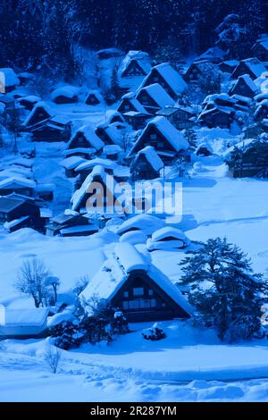 Shiragawago village covered in snow Stock Photo