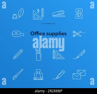 Office supplies icon set Stock Vector