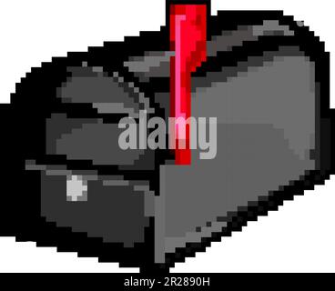 postbox mailbox letter game pixel art vector illustration Stock Vector
