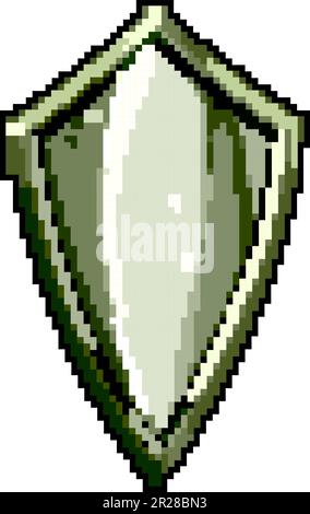 steel medieval shield game pixel art vector illustration Stock Vector