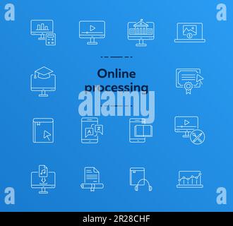 Online learning line icon set Stock Vector