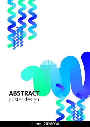 Modern Blue Wave Art Poster Stock Vector