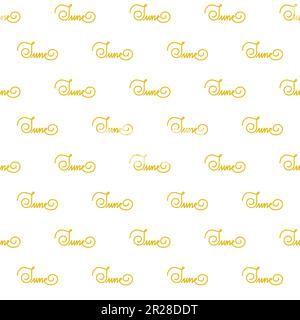 June Lettering Monoline Seamless Patterrn Stock Vector