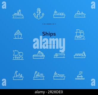 Ships line icon set Stock Vector Image & Art - Alamy