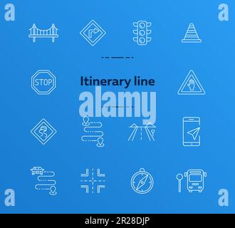 Itinerary line icons Stock Vector