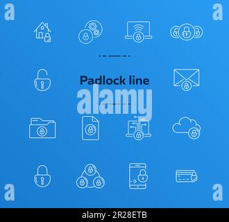 Padlock line icons Stock Vector