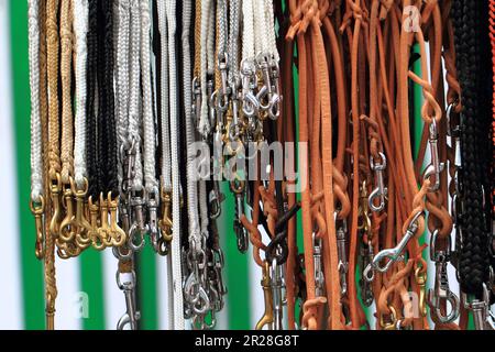 dog leads collection as very nice background Stock Photo