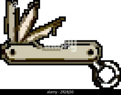 equipment knife tool game pixel art vector illustration Stock Vector