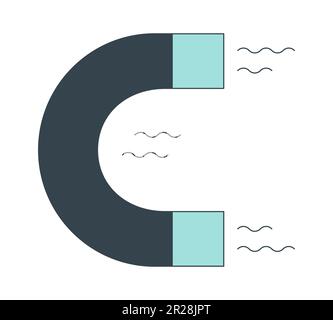 Magnet pulling in flat line color isolated vector object Stock Vector
