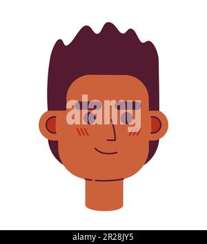 African american young man with prickly hairstyle semi flat vector character head Stock Vector