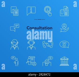 Consultation line icon set Stock Vector
