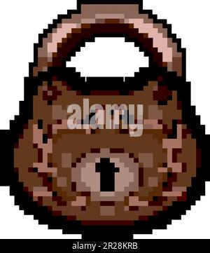 retro padlock vintage game pixel art vector illustration Stock Vector